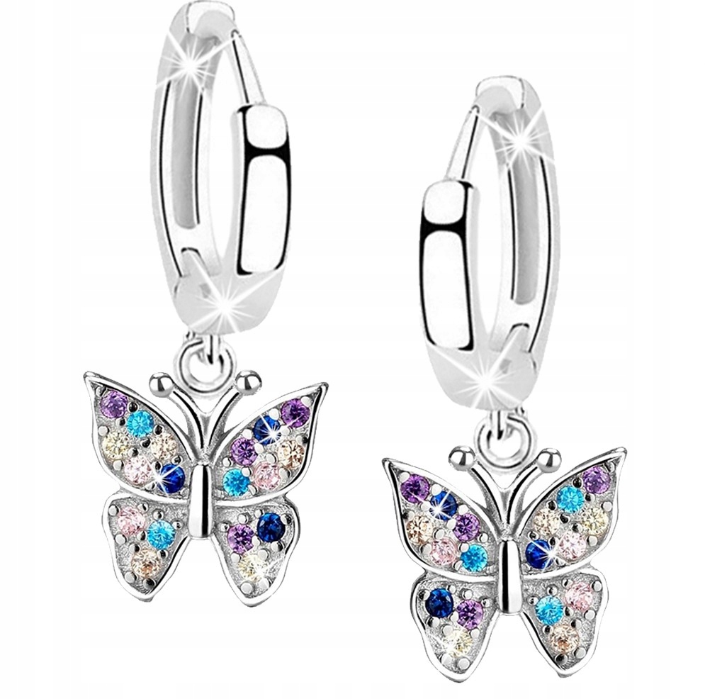 

Kolczyki wiszące motylki srebrne dla dziewczynki