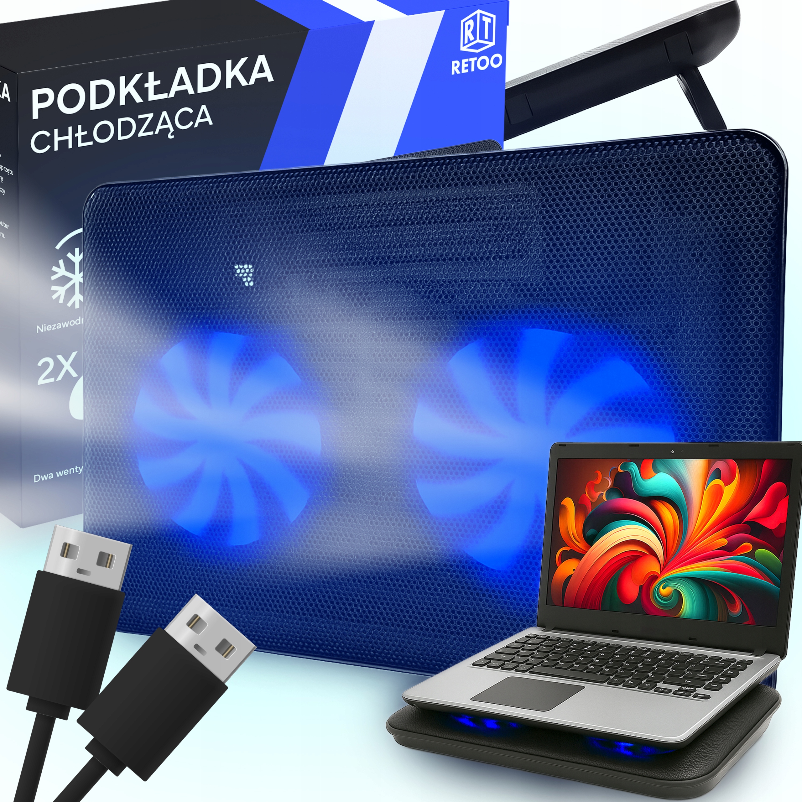 PODSTAWKA DUŻA PODKŁADKA CHŁODZĄCA POD LAPTOPA NOTEBOOK 12-15,4" CICHA 11dB
