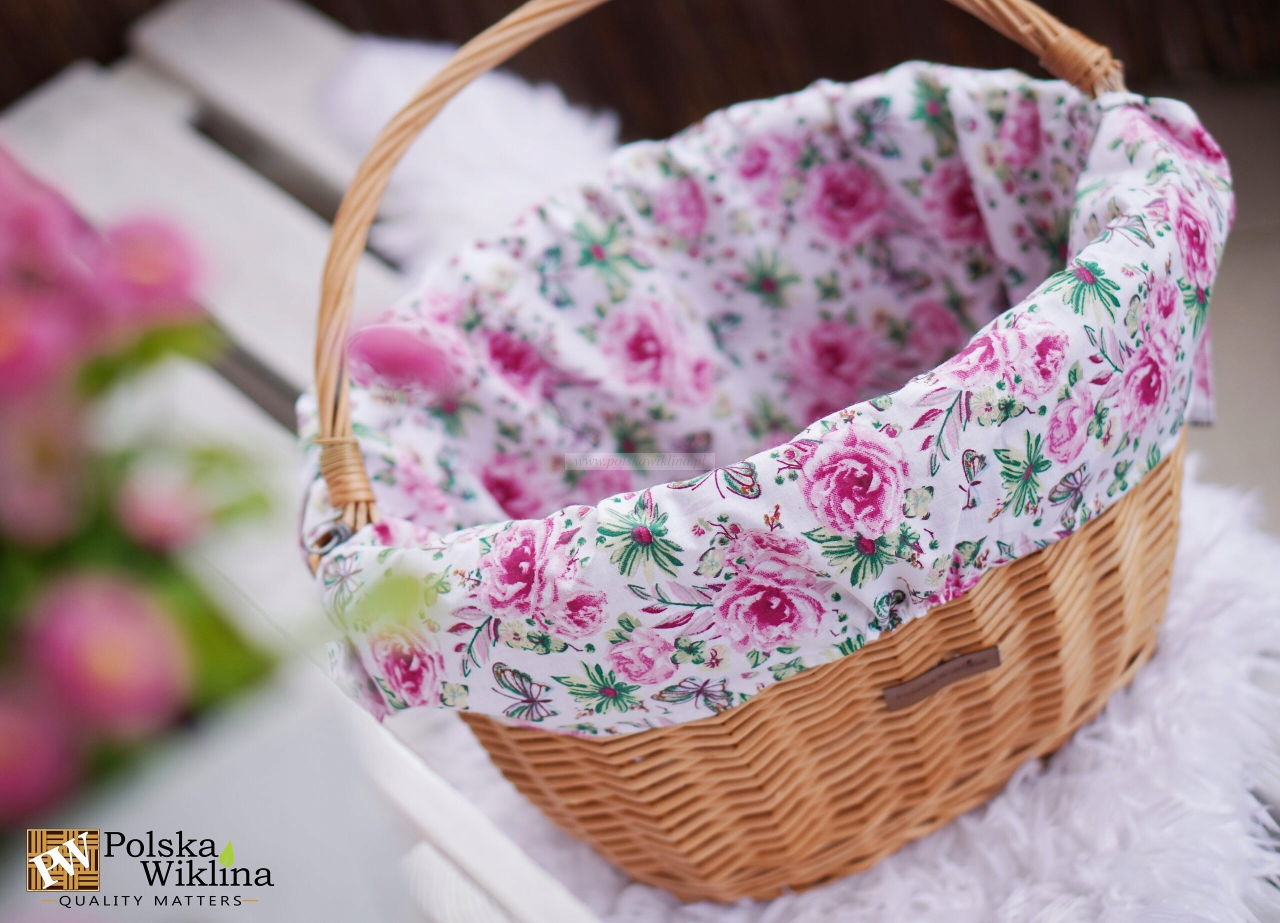 KOSZ NA ROWER wiklinowy natural na zakupy + wkład Rodzaj przedni