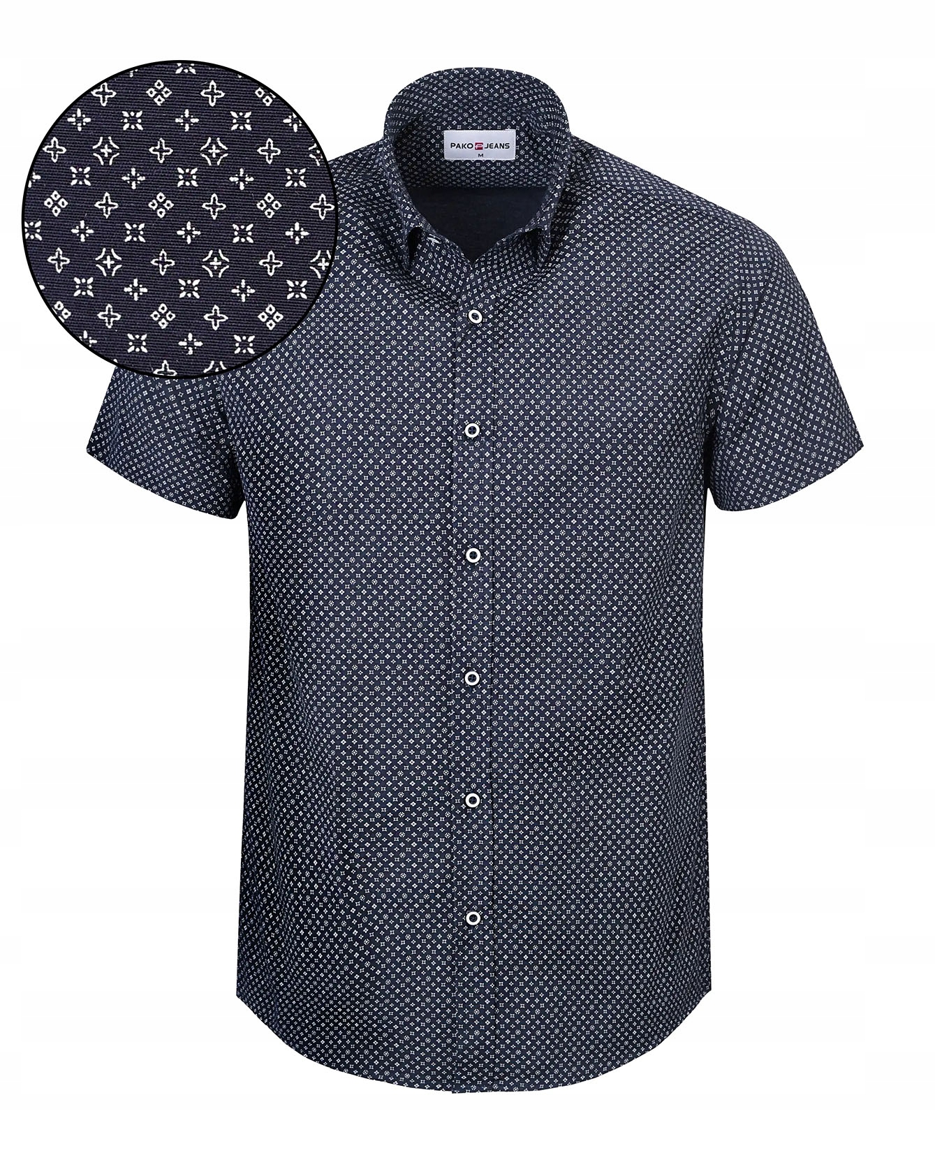 Pánská košile s krátkým rukávem Slim Fit, modrá, bavlněná, Pako Jeans