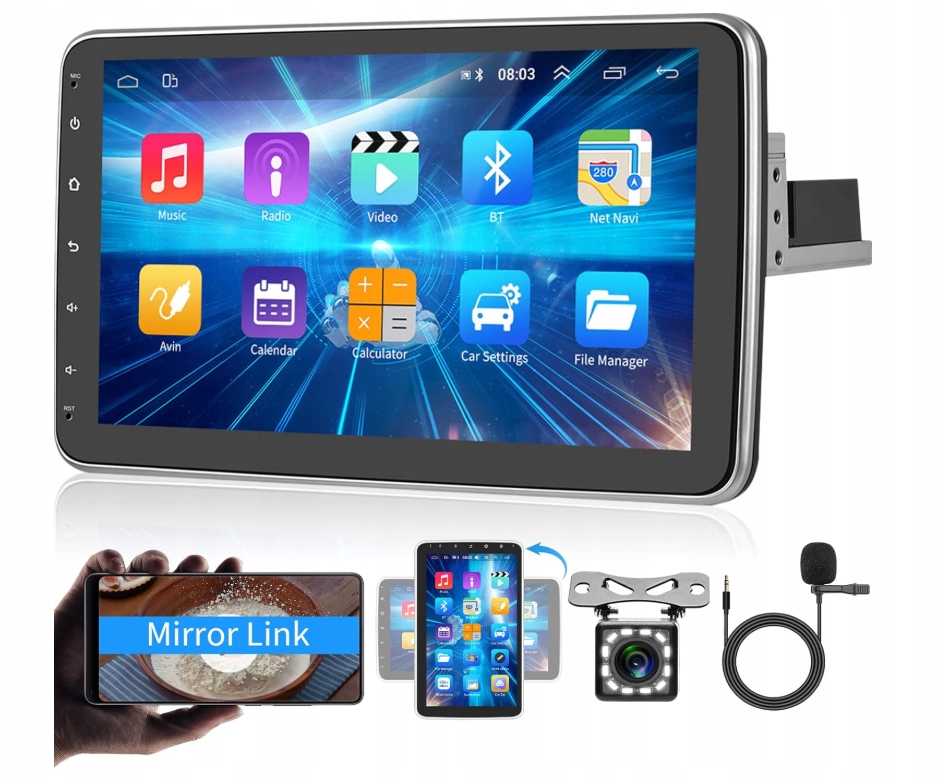 Autorádio Android 1 Din 10 palcov Gps WiFi Bluetooth s cúvacou kamerou