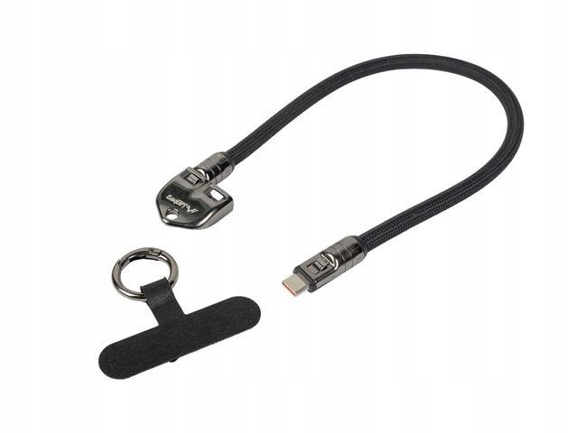 Lanberg Kabel Usb-c M/M 0,3M Do Telefonów 240W Z Brelor Smycz Czarny