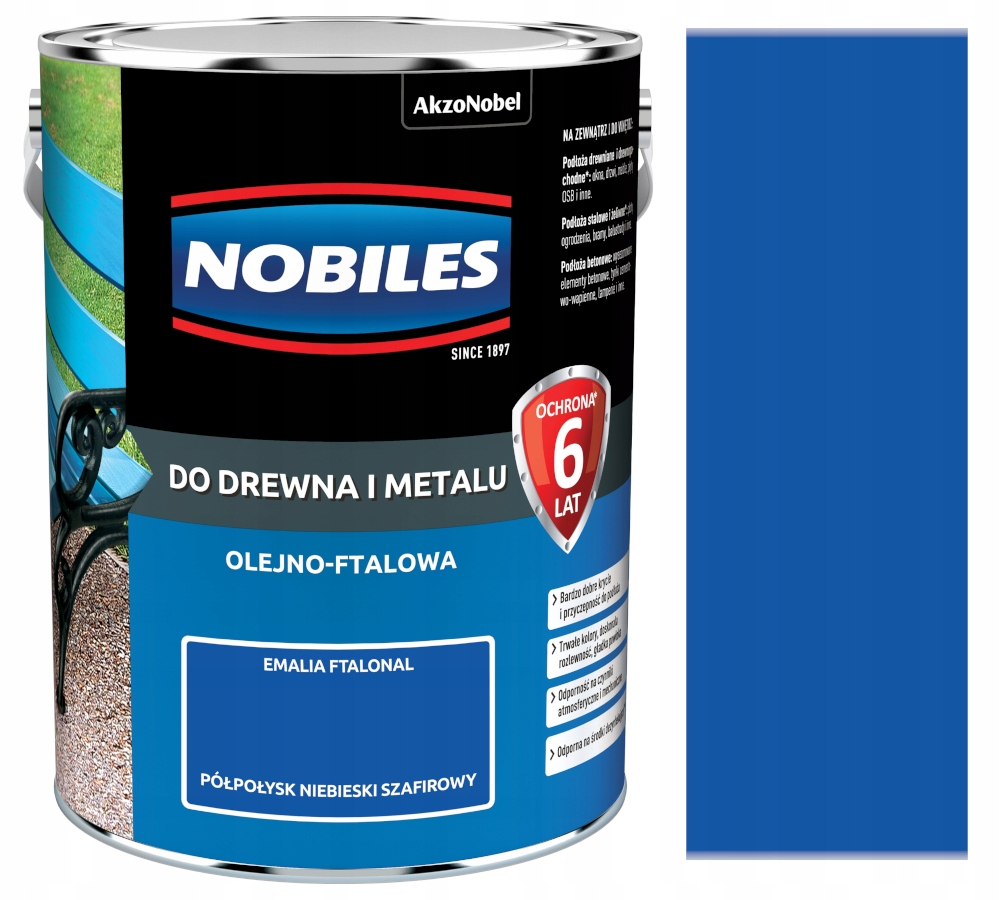 Nobiles Ftalonal Barva Na Dřevo A Kov 5L Pololesklá Modrá Safírová