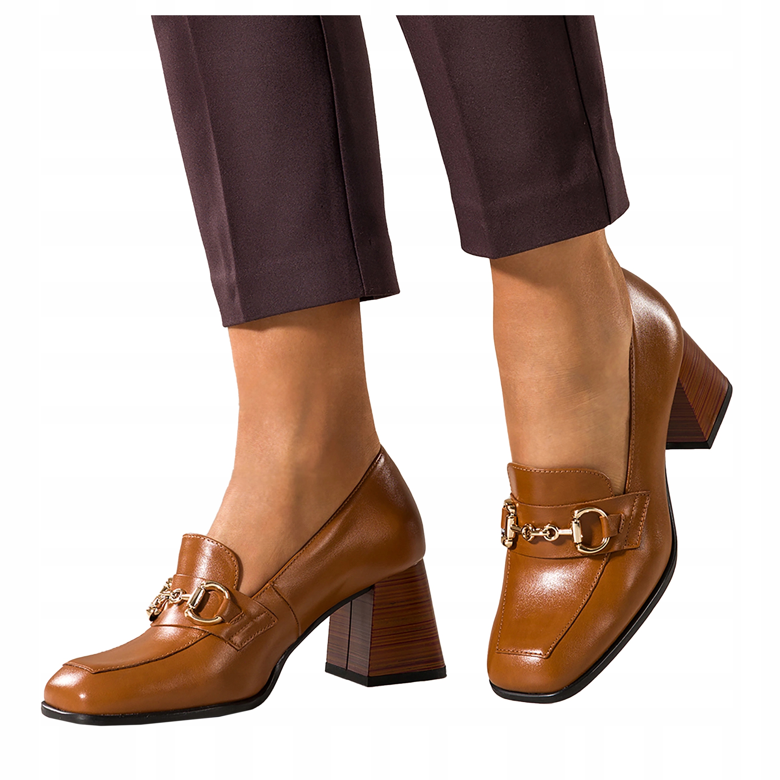 Camelové Mokasíny Dámské Kožené Zlatá Spona Pohodlné Elegantní vel 39