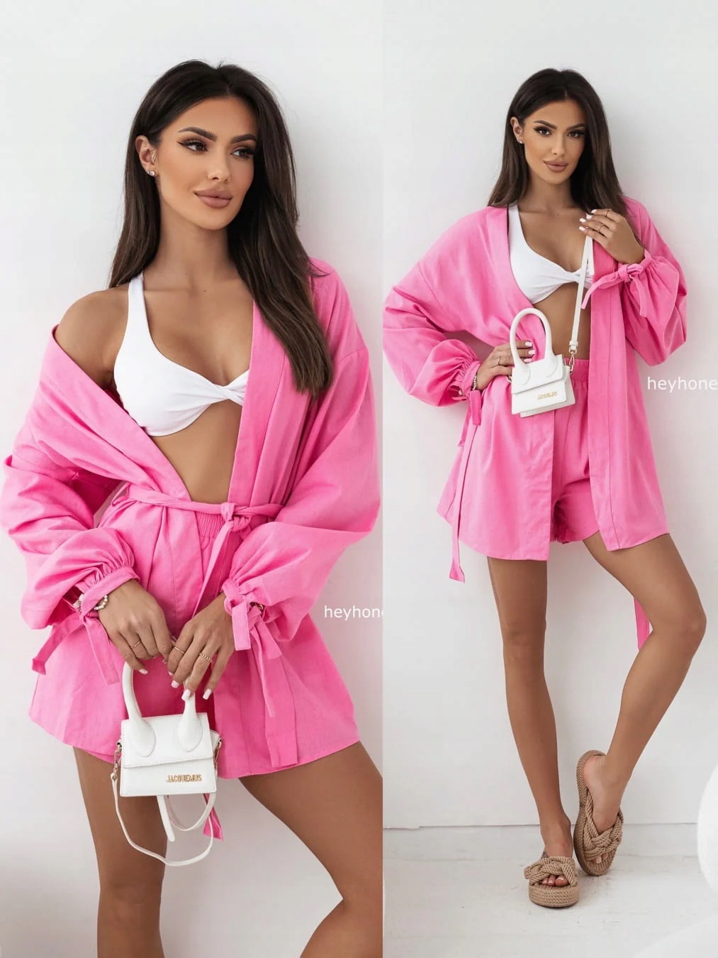 Lněný komplet 2-dílný Růžový Siena L