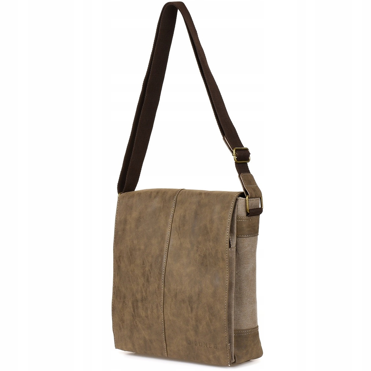 Velká pánská taška kabelka přes rameno z ekologické kůže a plátna