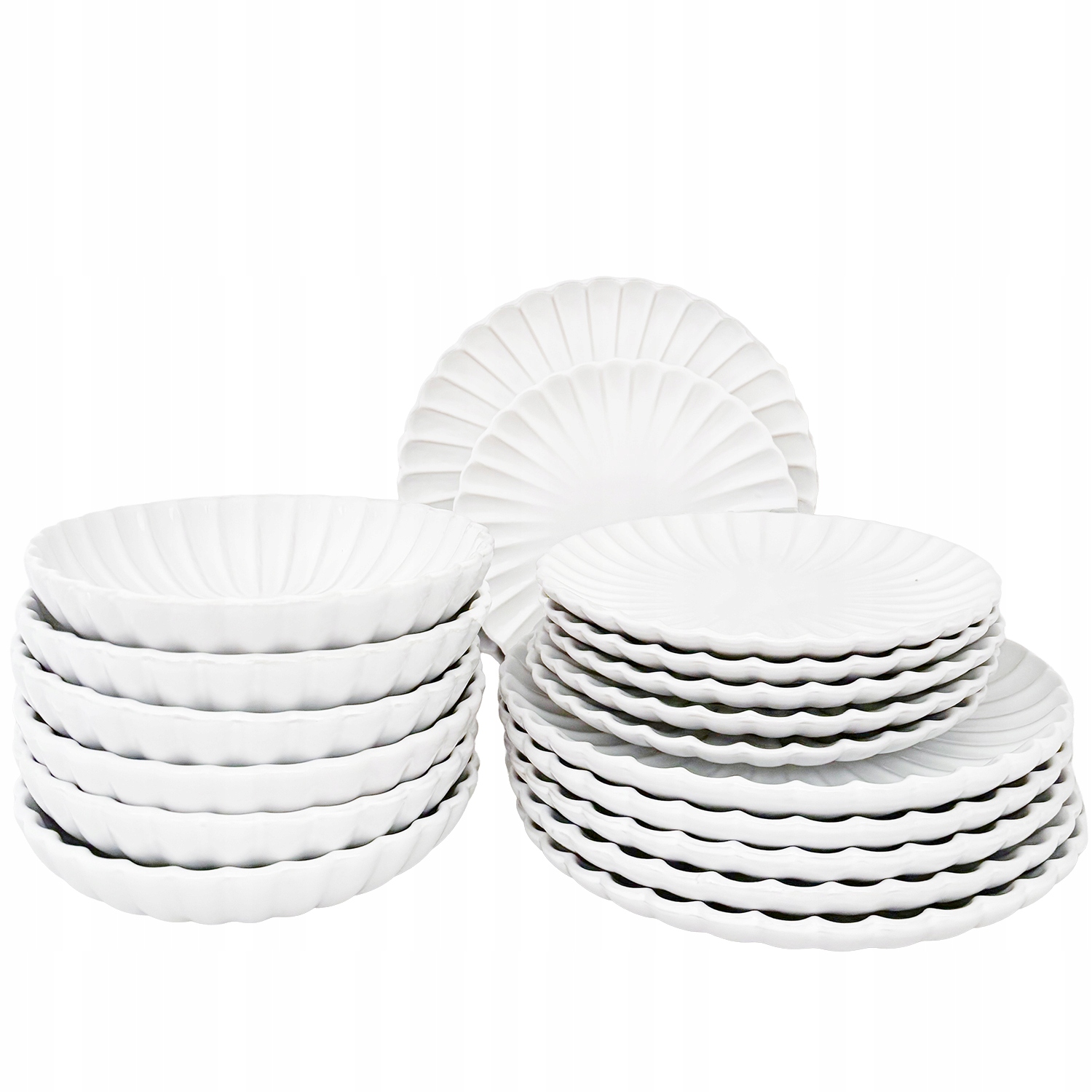 Jídelní Servis Pro 6 Osob Bílý Keramický Lesk Talíře 18 Kusů