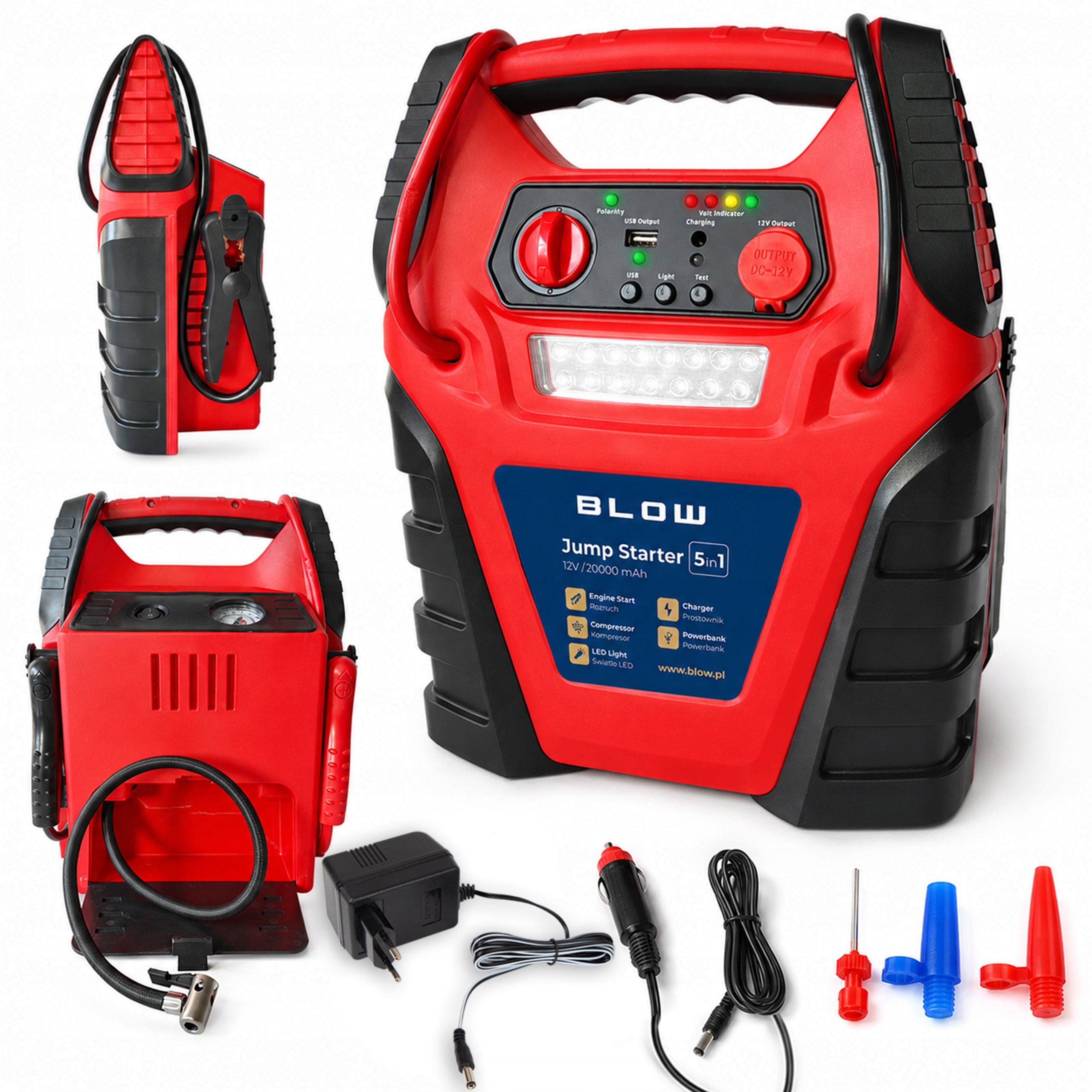 Jump Starter Booster Powerbank Pumpa Kompresor Do Auta 12V 20000Ah 5v1