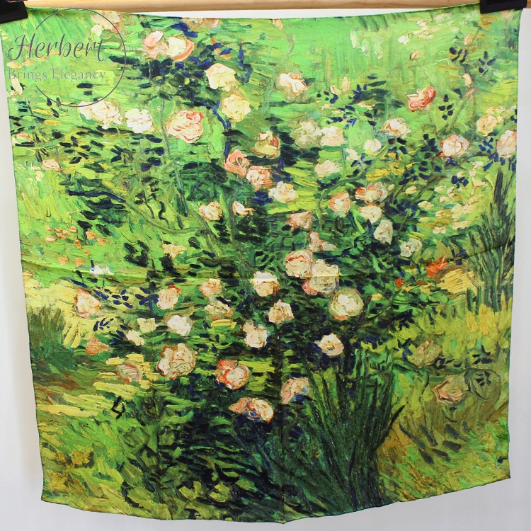 100% Hedvábí Šátek Dámská Kvalita Vzor Šátek 90 cm