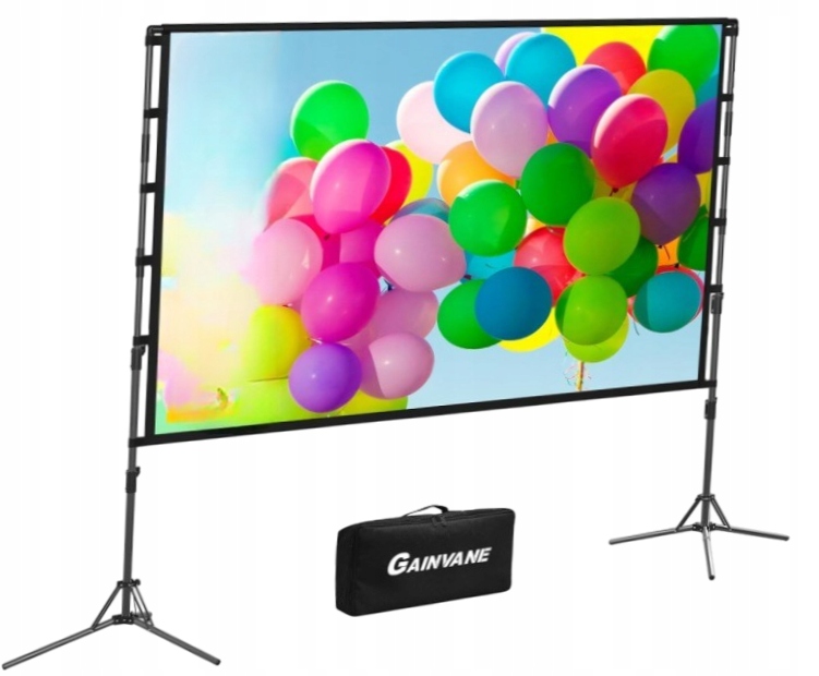 Skládací projekční plátno s držákem 120" 16:9, montáž na podlahu