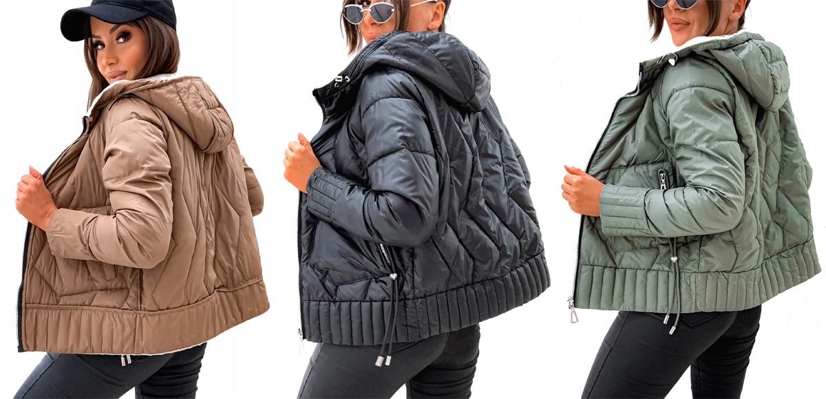 JESIENNA_DWUSTRONNA_Pikowana Modna Przejściówka - L Materiał dominujący poliester