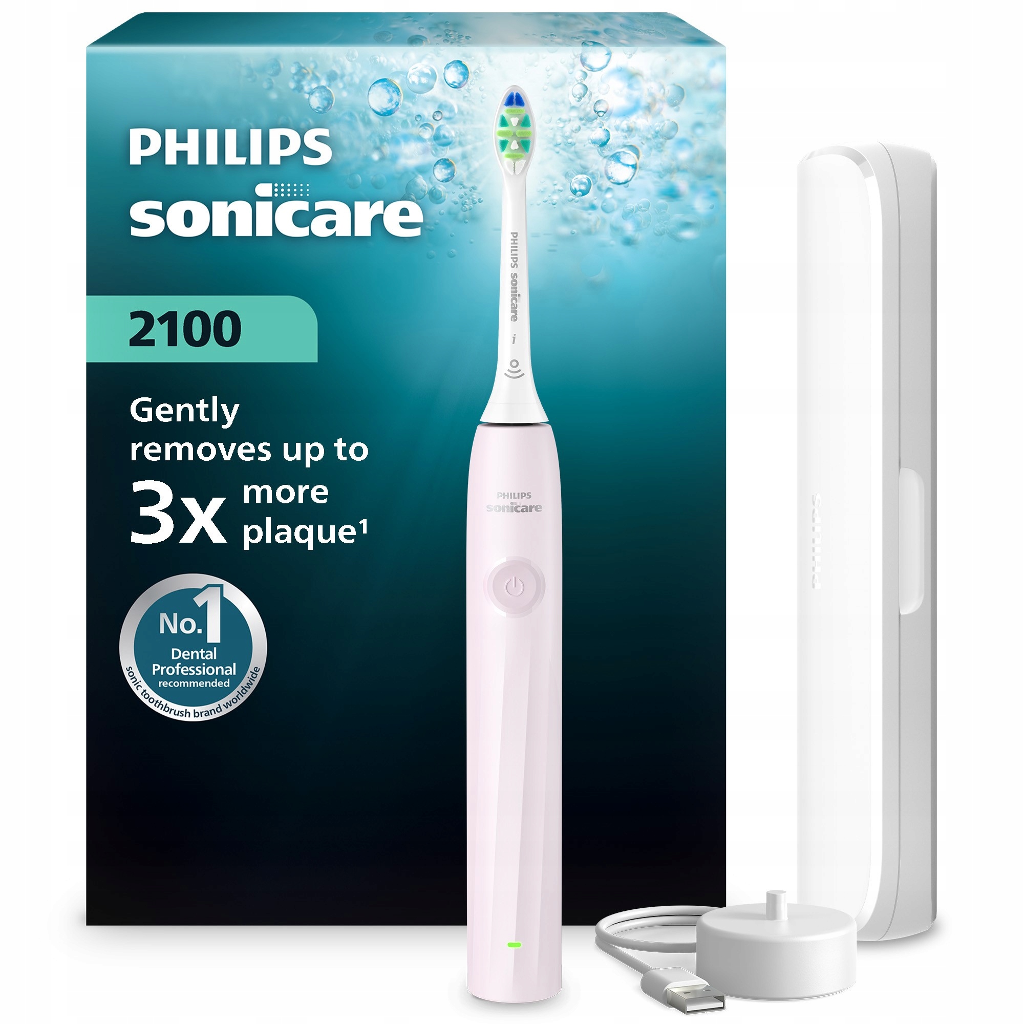 Philips Sonicare 2100 szczoteczka soniczna jasnoróżowa etui HX4023/03