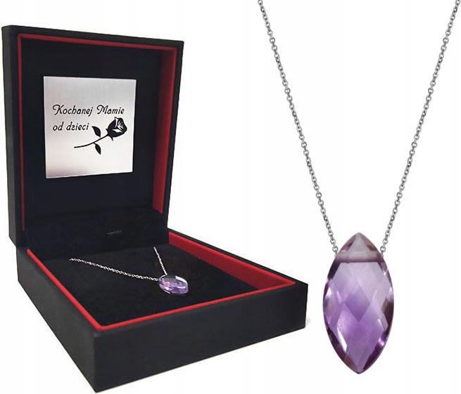 Stříbrný dámský náhrdelník 925 markýza kámen ametyst s přívěskem jako dárek