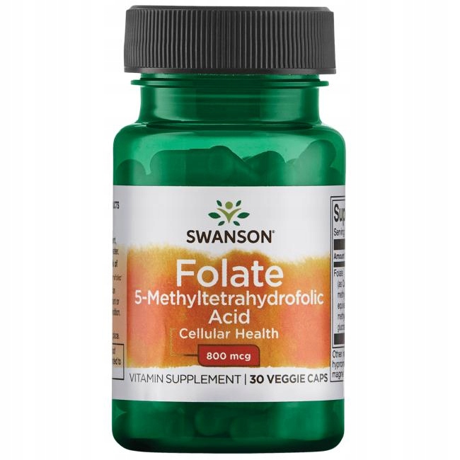 Swanson Folate Quatrefolic 800mcg Układ Krążenia Układ Nerwowy 30 kapsułek