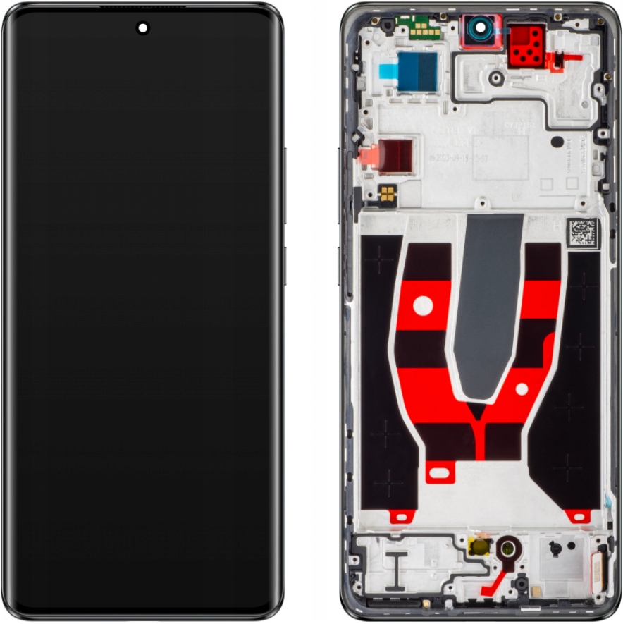 Org LCD displej s originálnym rámčekom pre Oppo Reno 10 (strieborný)