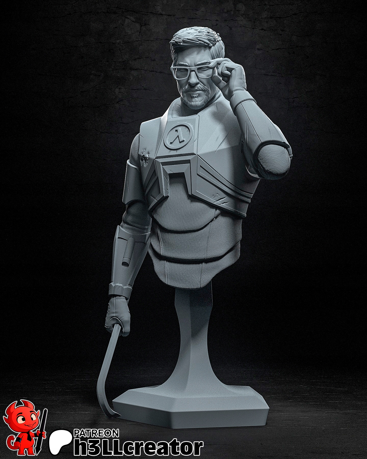 Figurka Gordon Freeman Half Life 2 Busta h3LL creator 3D tisk 12K