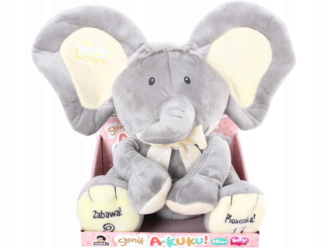 INTERAKTYWNY Słonik AKUKU Maskotka Słoń MÓWI Śpiewa PL A KUKU Rusza USZAMI Marka Madej