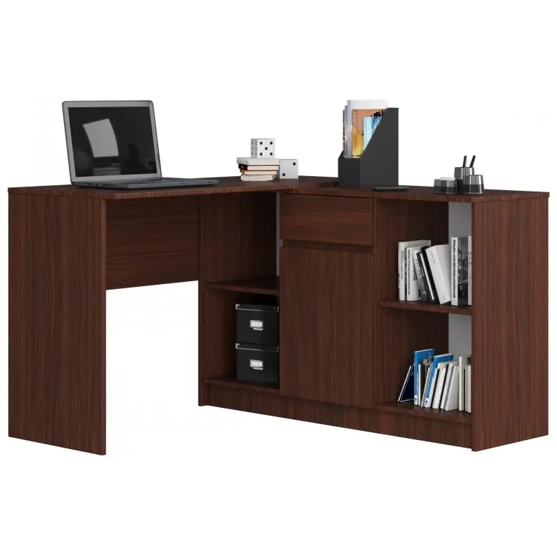 

Biurko narożne komoda wenge dużo półek 120 cm