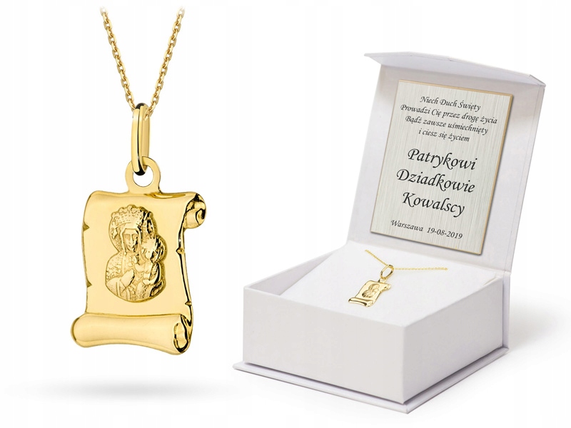 

Złoty Komplet pr. 585 Medalik i Łańcuszek 50cm 14k
