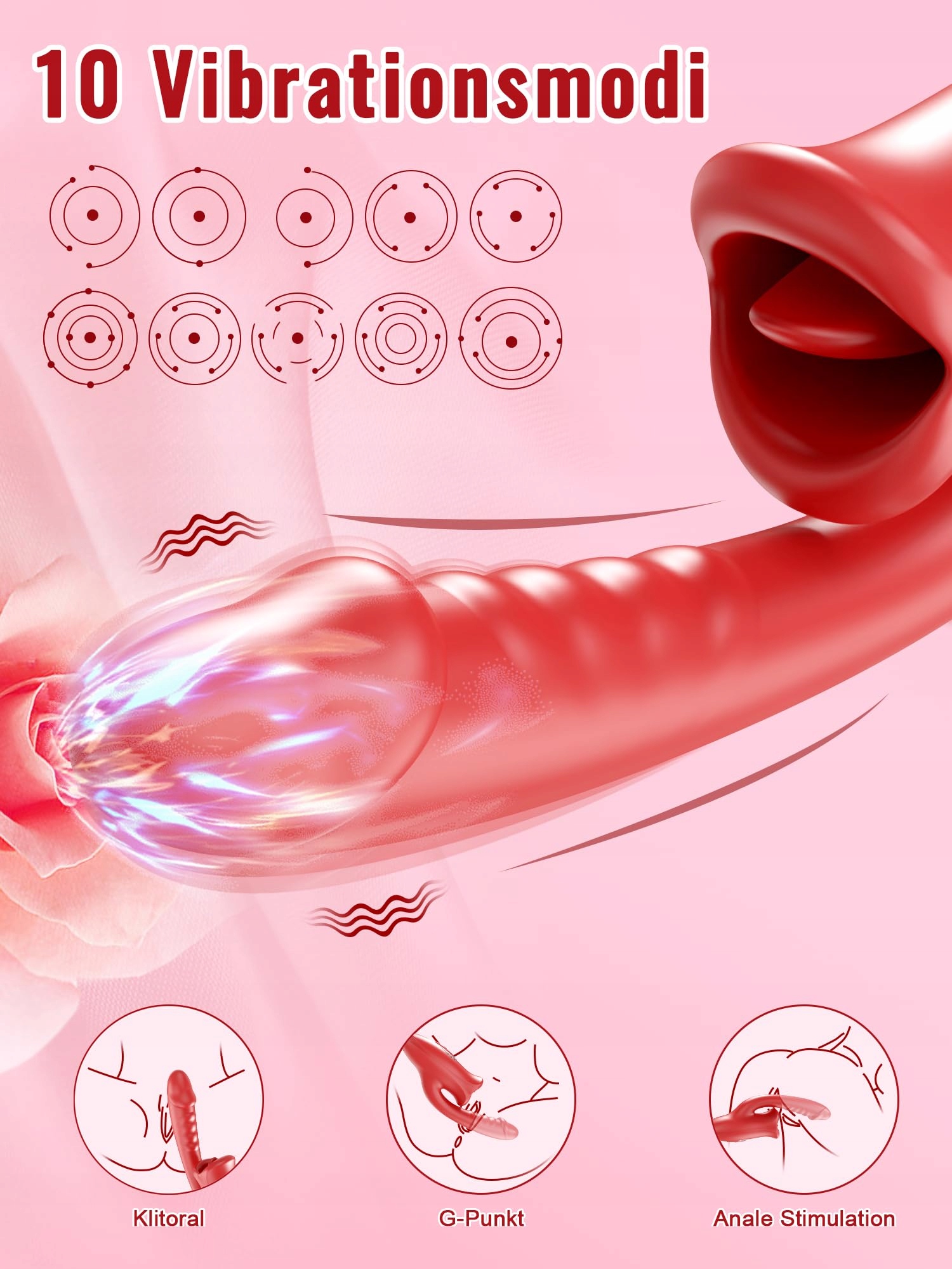 ZUNGEN Realistyczny Wibrator Dildo G Punkt Klitoris 10 Trybów Dla Kobiet — miniatura 4