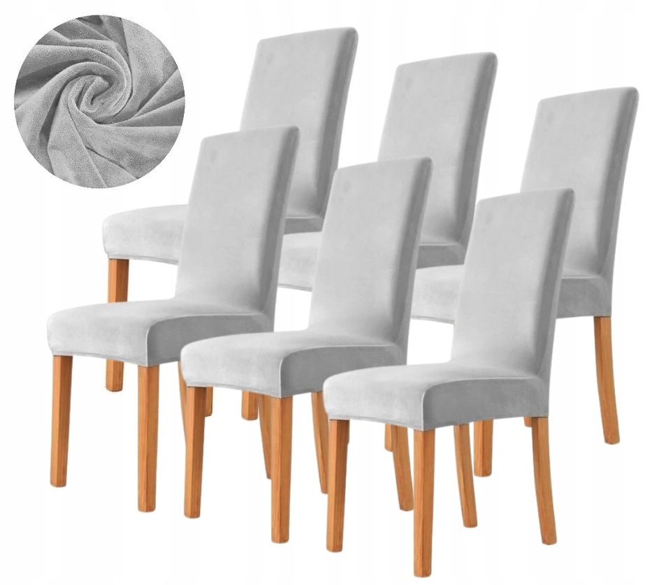 Sada 6 Ks Potahů Na Židli Velur Premium Plyš Elastický