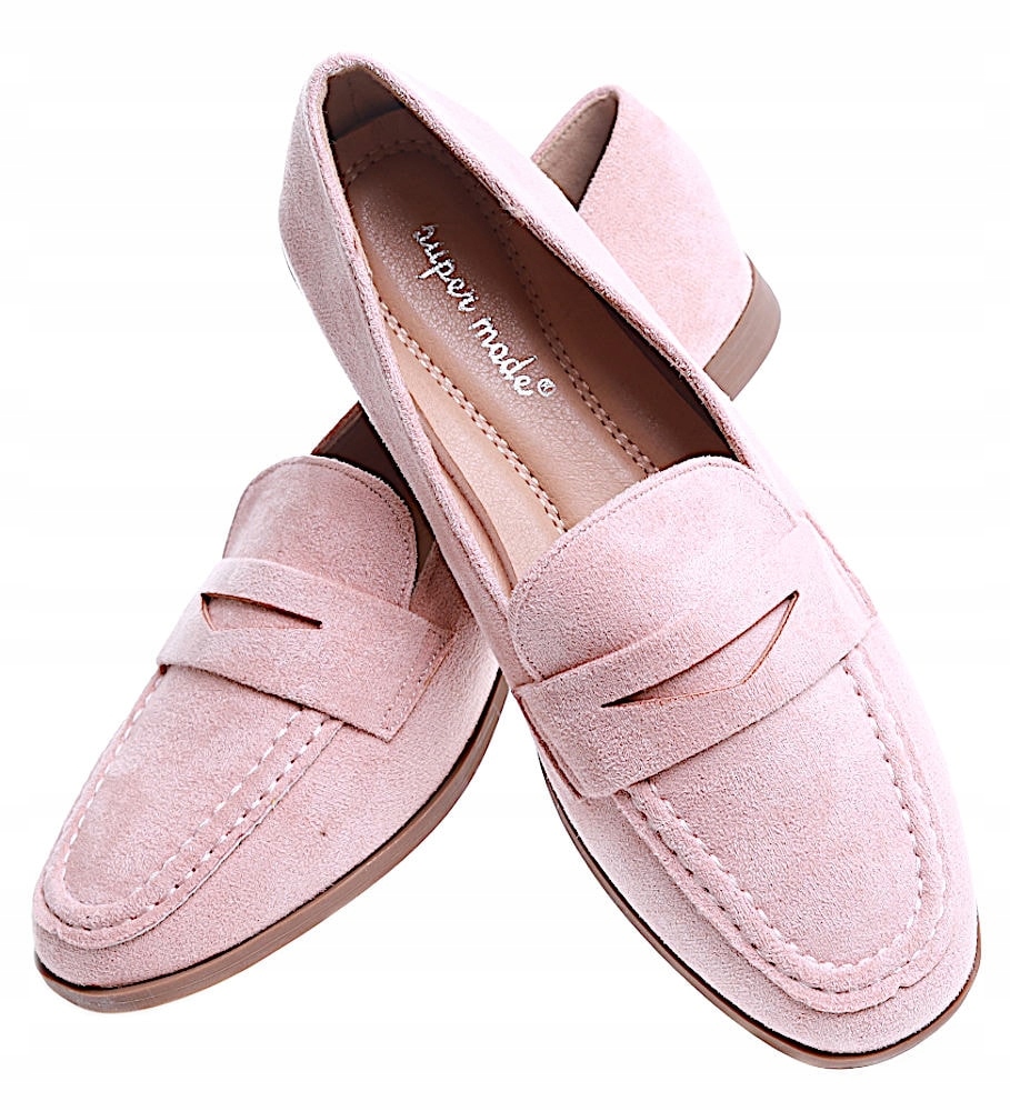 RÓŻOWE BALERINKI BUTY DAMSKIE MOKASYNY LORDSY Z ZAMSZU 15467 38 Płeć kobieta
