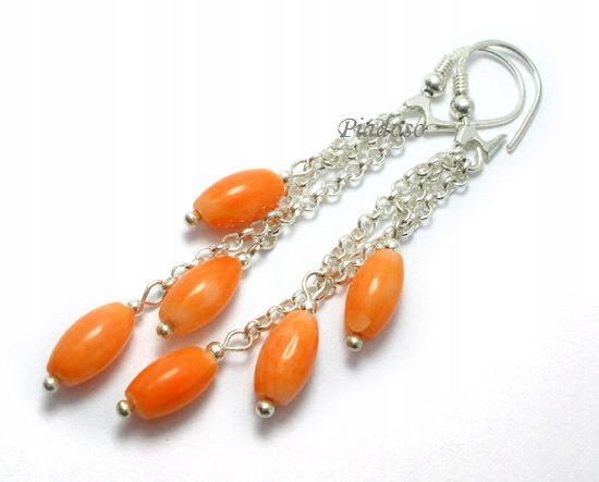 Přírodní Korál Krásné Náušnice Stříbro