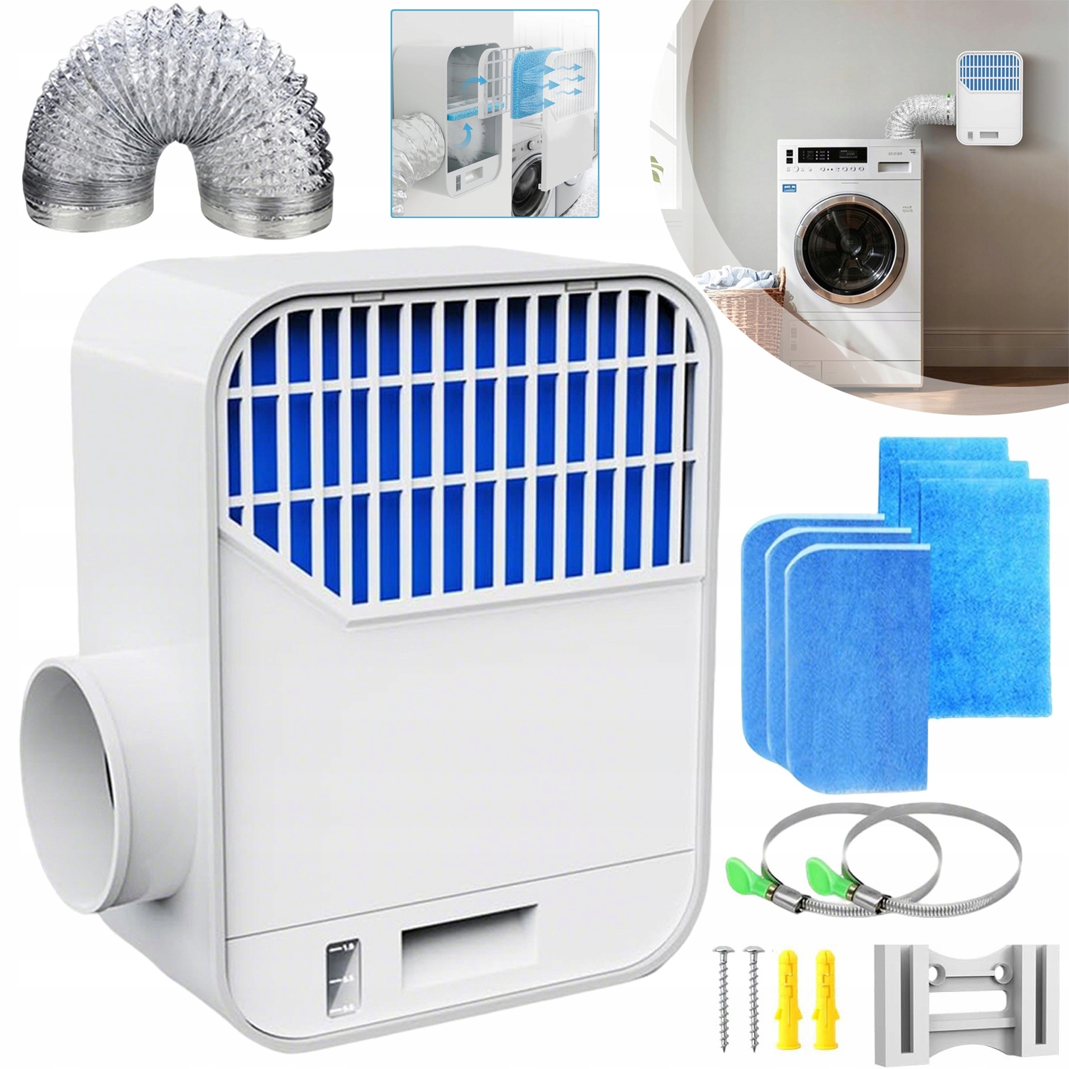 Zestaw Wentylacyjny Suszarki Wewnętrznej Z 3M Wężem Wentylacyjnym, Biały