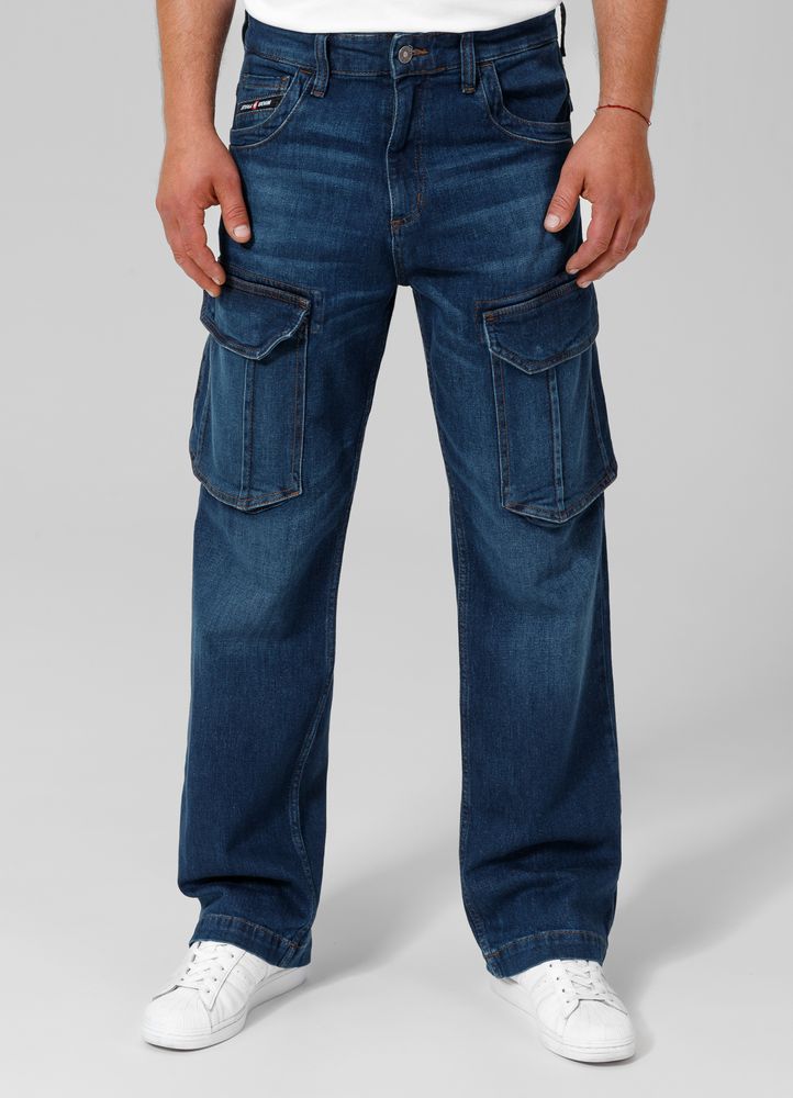 Pánské džínové kalhoty Kapsáče Pitbull Navy Wash Longspur Jeans Kapsy