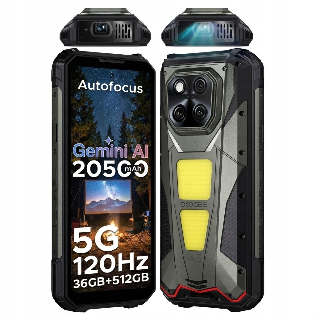 Odolný chytrý telefon 5G Doogee VMax Play 16GB 512GB 120Hz 200MP Šedý