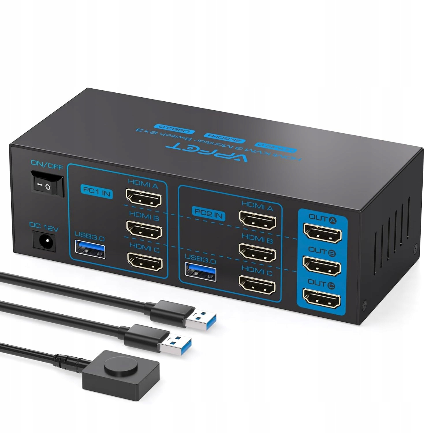 Kvm přepínač 2 počítače 3 monitory Ailvlvng VP-SW230 4K60Hz Hdmi USB3.0