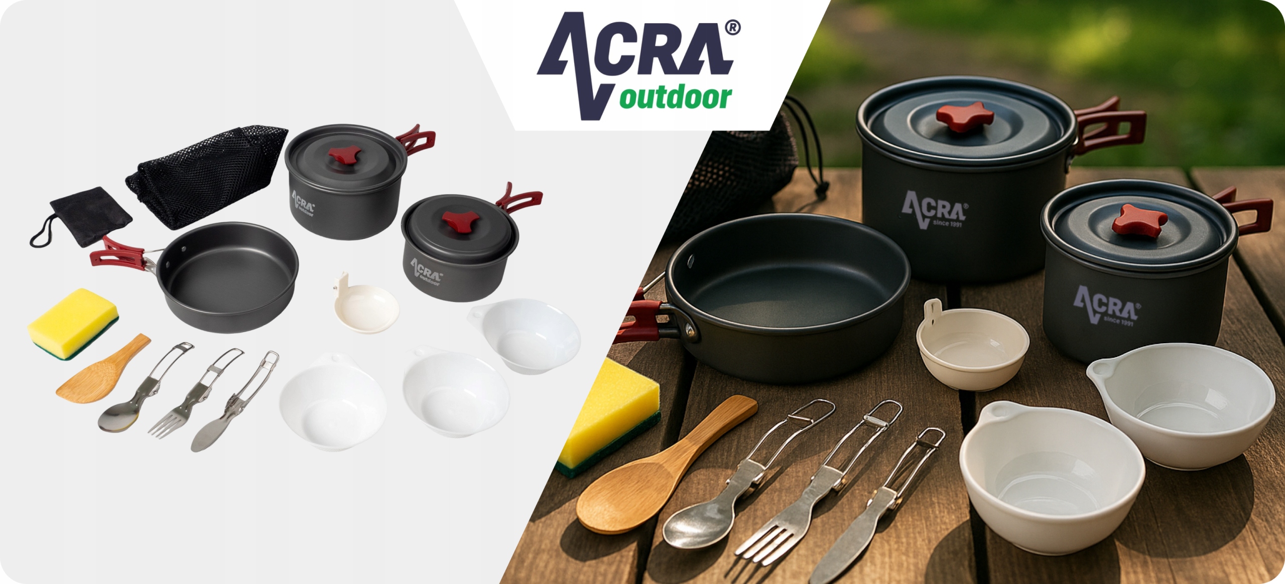Acra C21 camping set nádobí alluminium pro 2-3 osoby