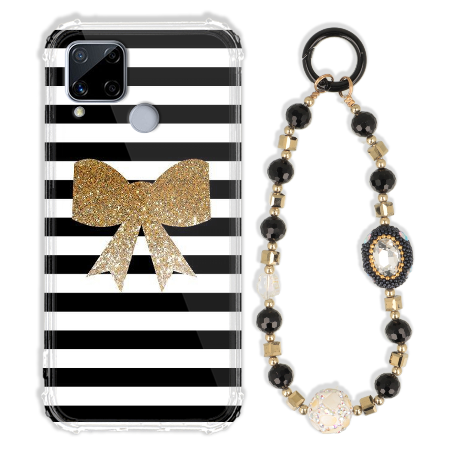 Puzdro Pre Realme C15 Case Antishock Zirkóny Čierno-zlaté |odolné|pevné