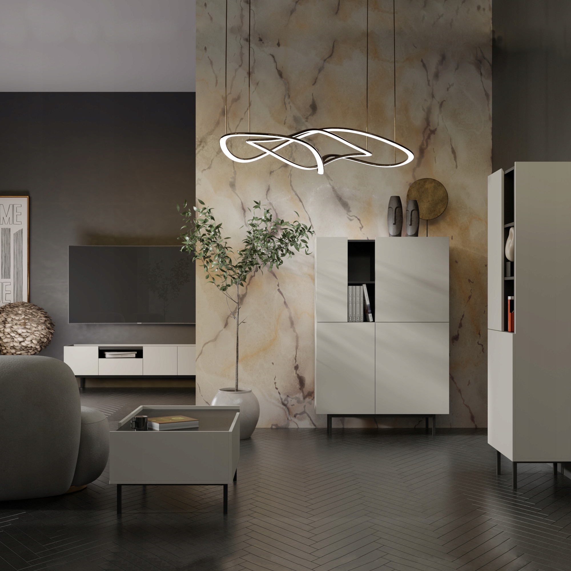 Szafka RTV stojąca Noel 165 Kaszmir / Czarny