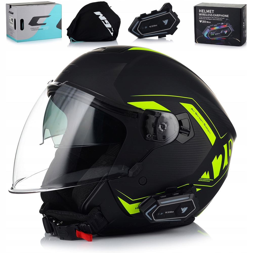Motocyklová Prilba Cgm 126A Otvorený Skúter Chopper Clona Interkom