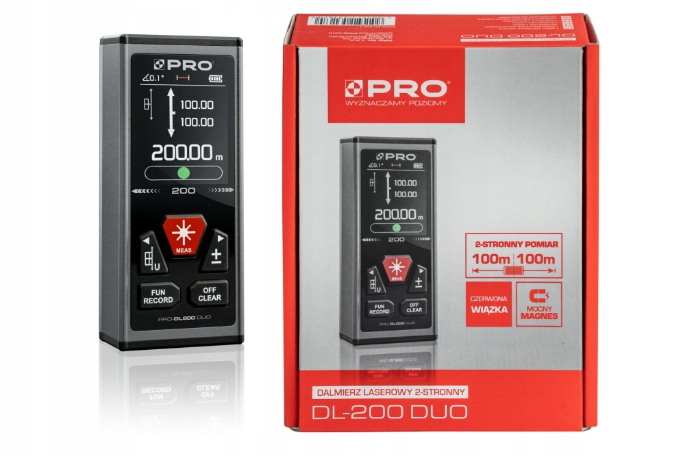 Pro Dalmierz Laserowy 2-KIERUNKOWY 200m DL-200 Duo-r Red PRO-DL021