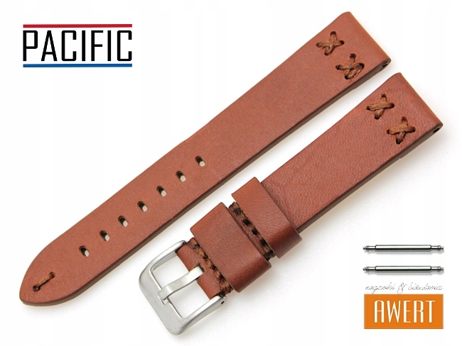 PACIFIC pasek skórzany brązowy VINTAGE +TEL 20 mm
