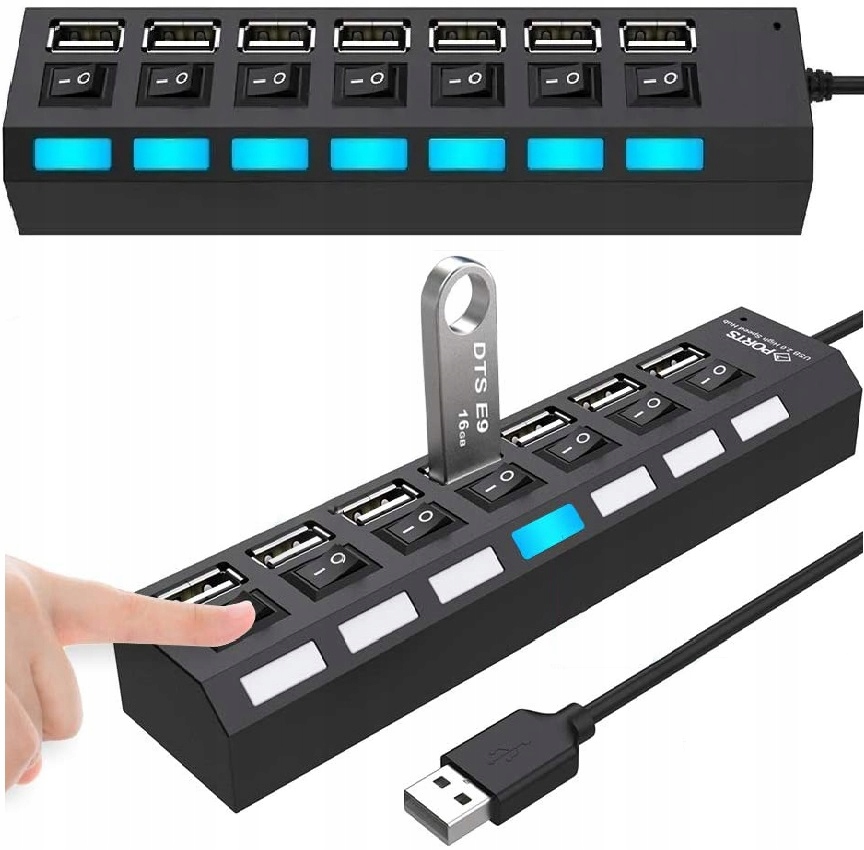 

Hub Usb Rozdzielacz 7 Portów Rozgałęźnik Usb 2.0
