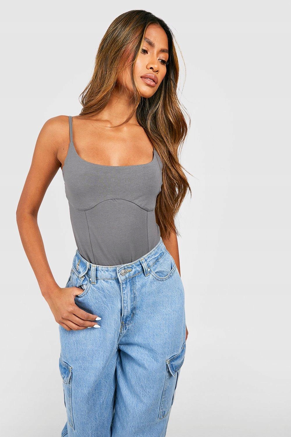 1B0A28 P28 BOOHOO PLUS FIOLETOWE PRĄŻKOWANE BODY 3XL Kolor fioletowy