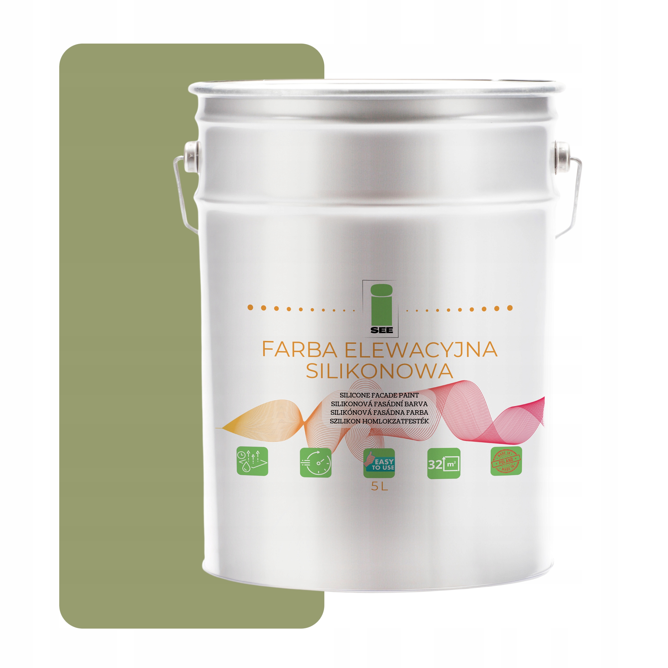 Priedušná silikónová fasádna farba 5L matná zelená pistáciová