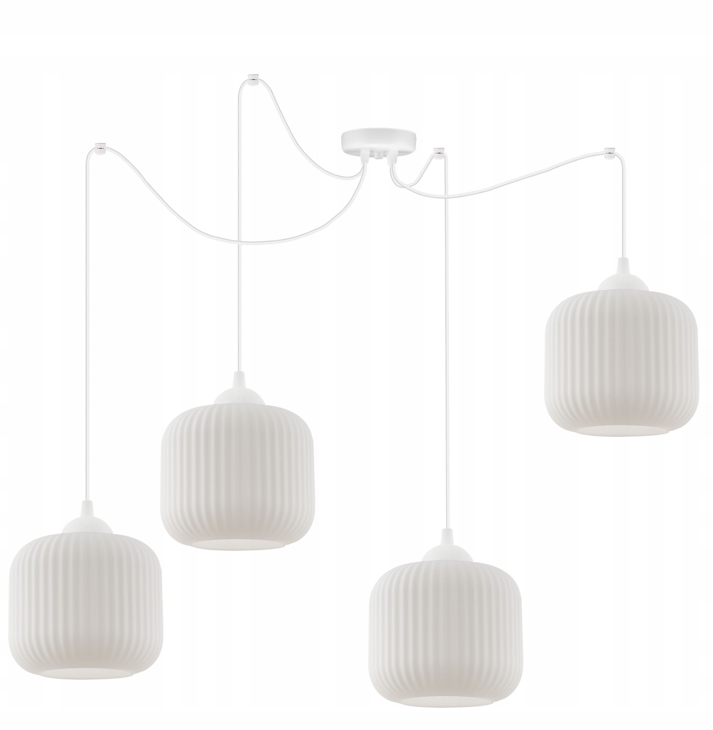 Čtyřnožový pavouk Riffle, sudovité stínítko, možnost uspořádání obývacího pokoje