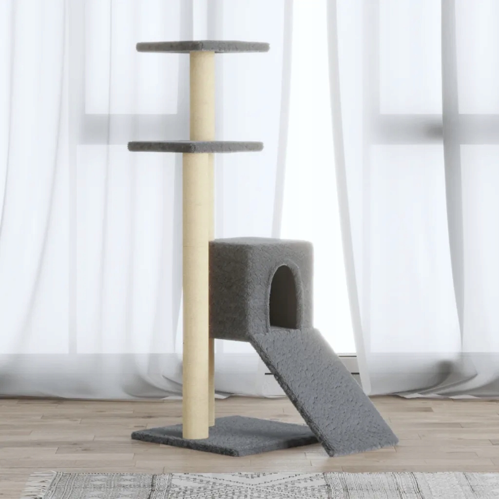 Levně Škrabadlo pro kočky se sisalovými sloupky světle šedé 92 cm