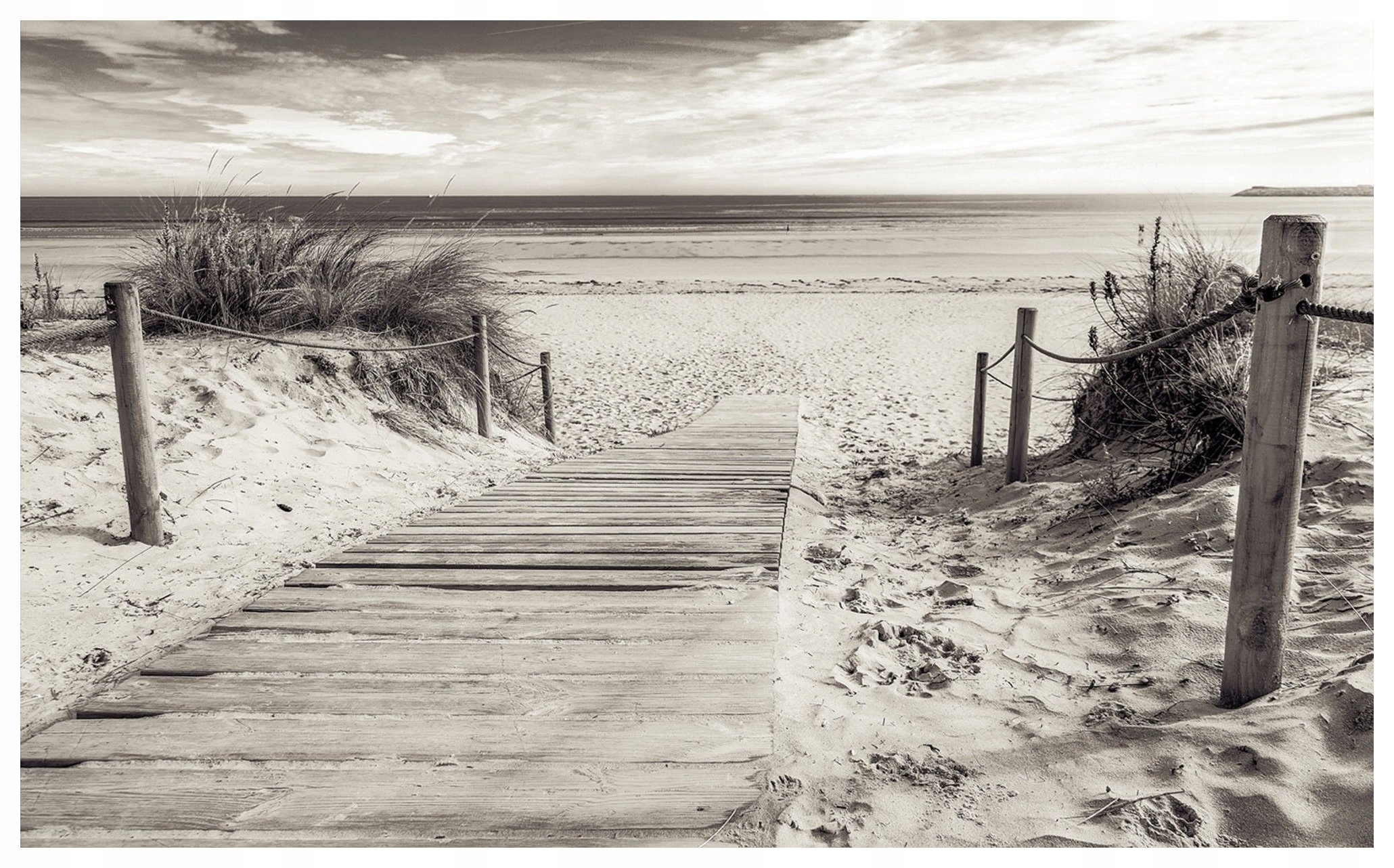 Vliesová fototapeta Cesta k moři v černé a bílé barvě 368x254 lepidlo