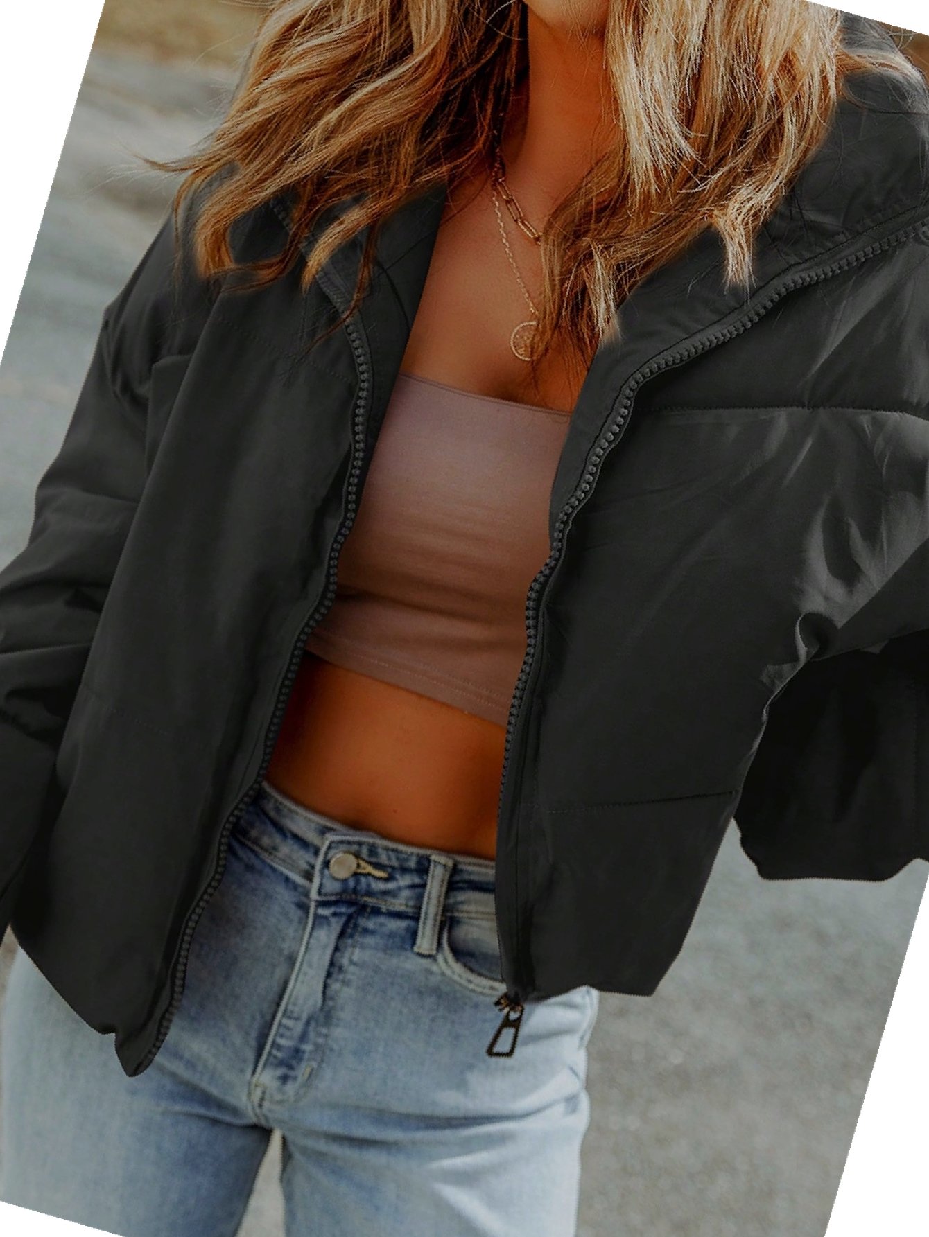 Dámská bunda Oversized Černá prošívaná na každý den S 36