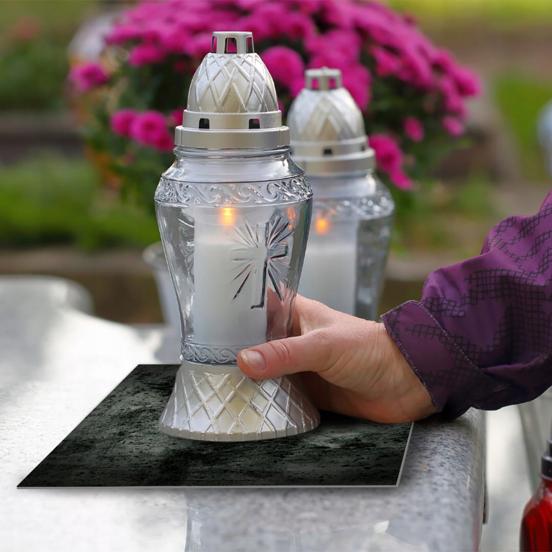 SZKLANA PODSTAWKA POD ZNICZE 40x40cm Beton 32h Szerokość produktu 40 cm