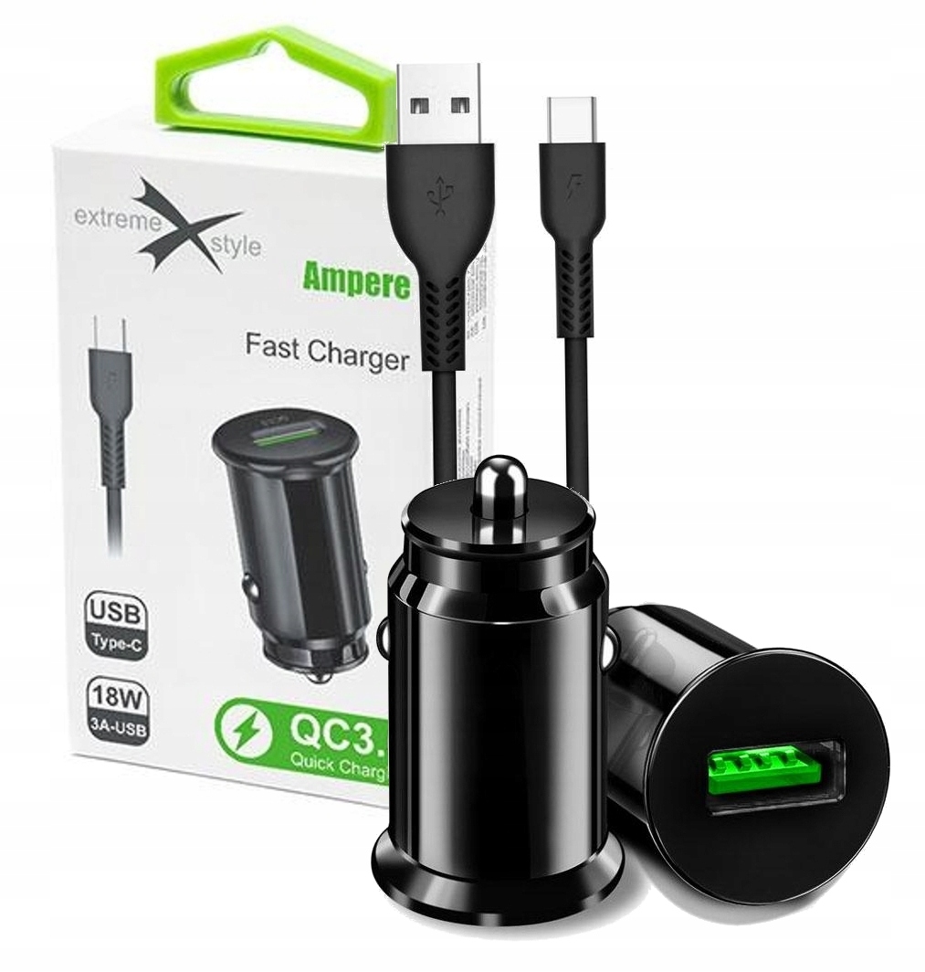 

Ampere Samochodowa Ładowarka z Qc 3.0 Kabel Usb C