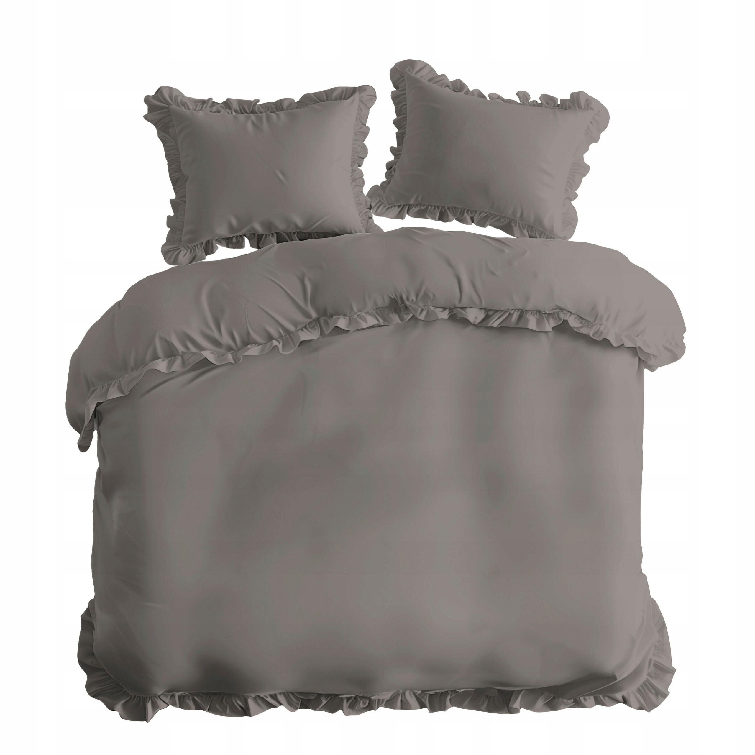 Povlečení 220x200 šedá tmavá jednobarevná s volánkem Pure