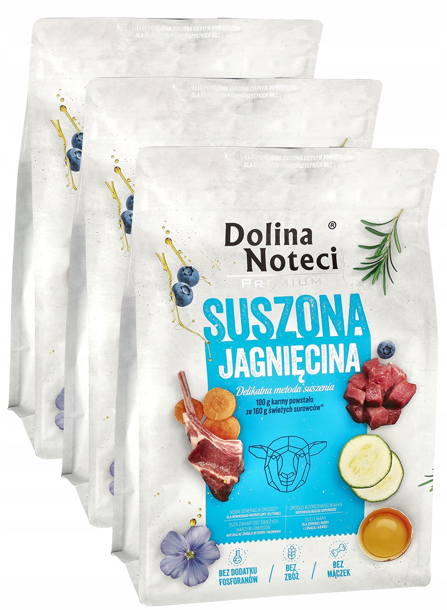 Levně Dolina Noteci Krmivo suché pro psa Premium Set 3x3kg Jehněčí maso