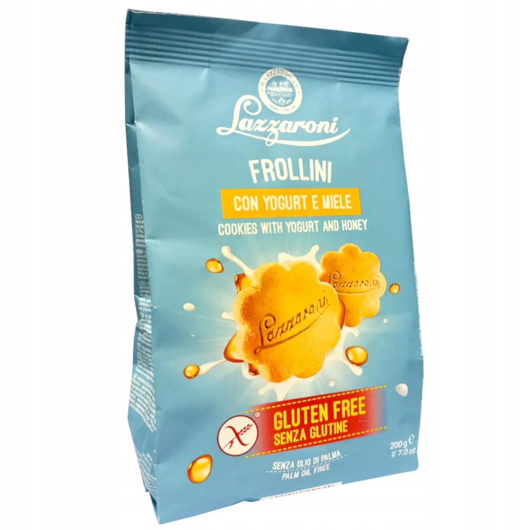 4x Bezlepkové sušenky Frollini con Yogurt e Miele 200 g Lazzaroni