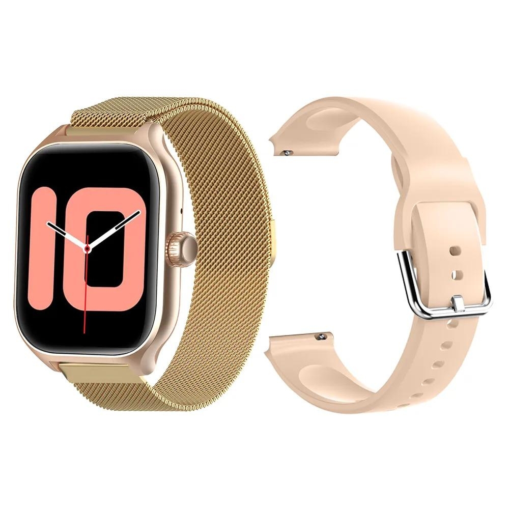 Smartwatch zegarek DAMSKI metal Polskie Menu Rozmowy 2 paski bransoleta PL